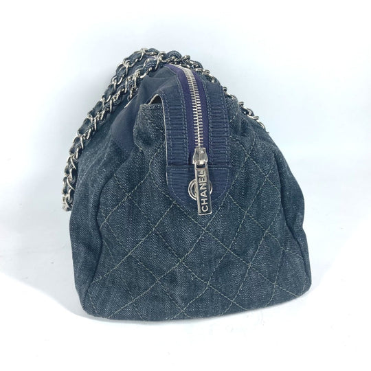 CHANEL Shoulder Bag denim blue CC COCO Mark Matelasse Quilting Women Used Authentic