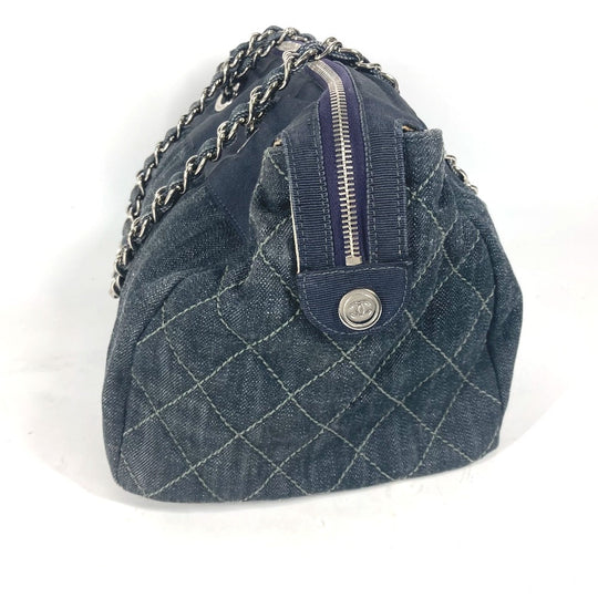 CHANEL Shoulder Bag denim blue CC COCO Mark Matelasse Quilting Women Used Authentic
