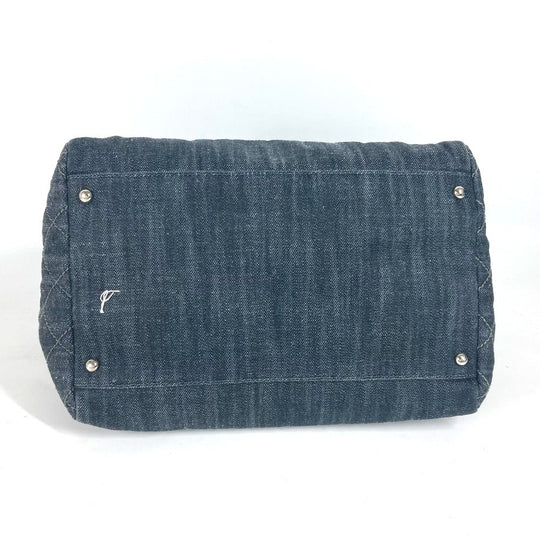 CHANEL Shoulder Bag denim blue CC COCO Mark Matelasse Quilting Women Used Authentic