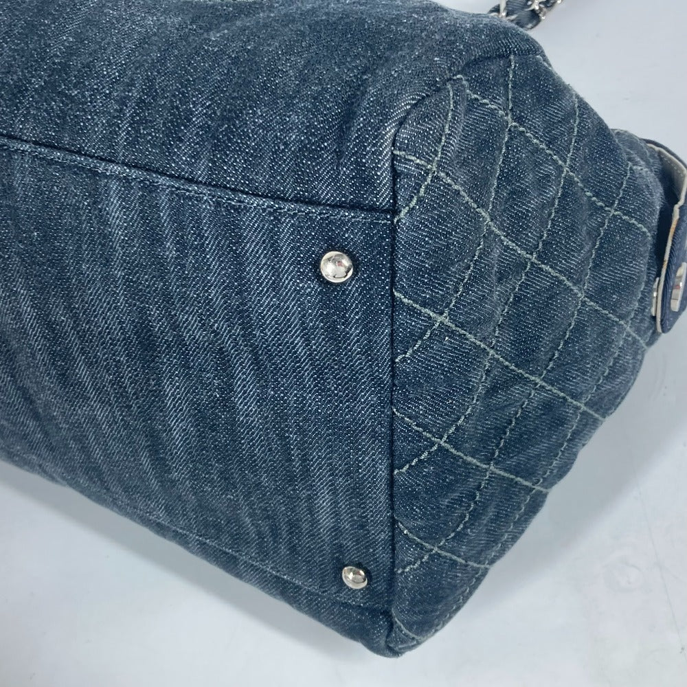 CHANEL Shoulder Bag denim blue CC COCO Mark Matelasse Quilting Women Used Authentic
