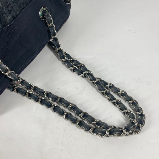 CHANEL Shoulder Bag denim blue CC COCO Mark Matelasse Quilting Women Used Authentic