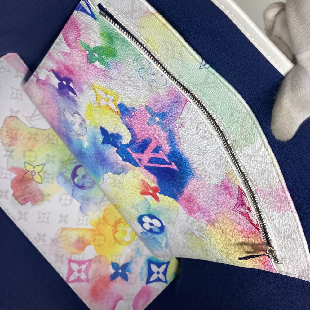 LOUIS VUITTON Tote Bag M45754 leather white watercolor monogram Weekend Tote GM unisex(Unisex) Used Authentic