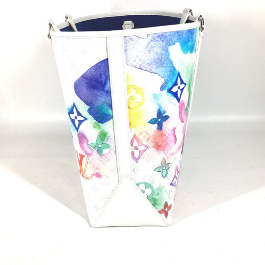 LOUIS VUITTON Tote Bag M45754 leather white watercolor monogram Weekend Tote GM unisex(Unisex) Used Authentic