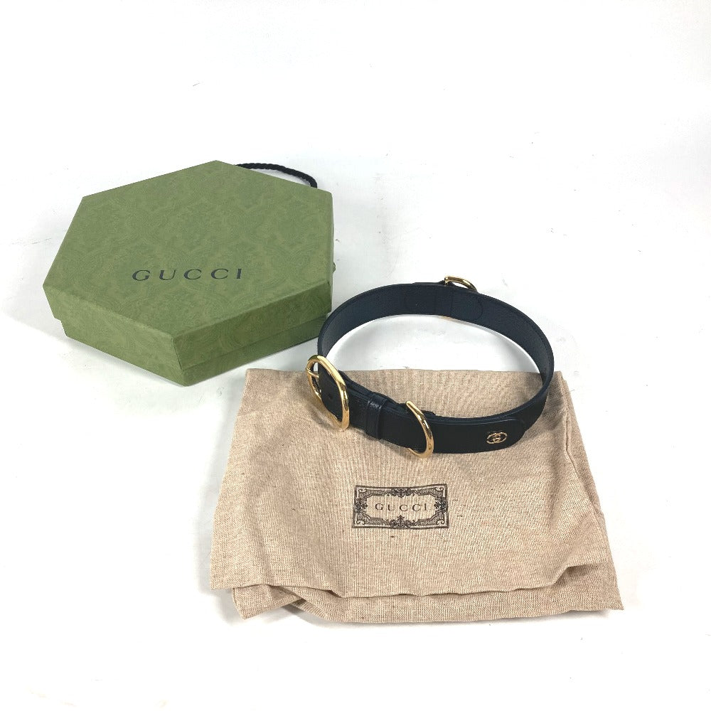 GUCCI others 695256 leather black GG Large/Extra Large Pet Collar L