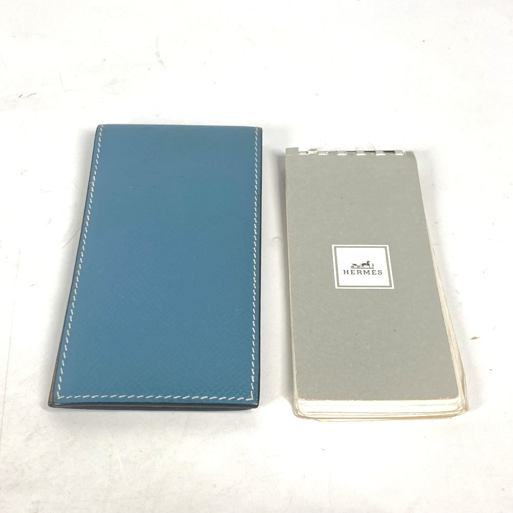 HERMES Notebook cover leather blue Vertical memo pad