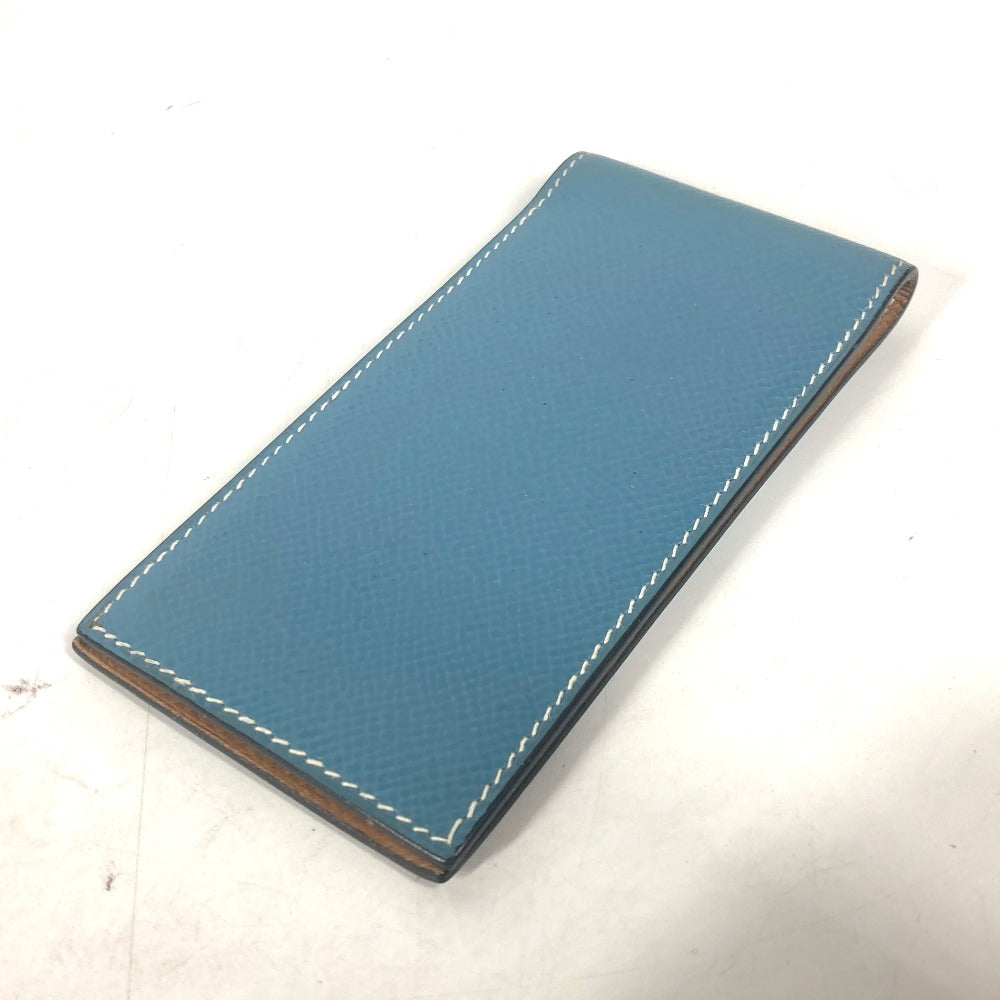 HERMES Notebook cover leather blue Vertical memo pad