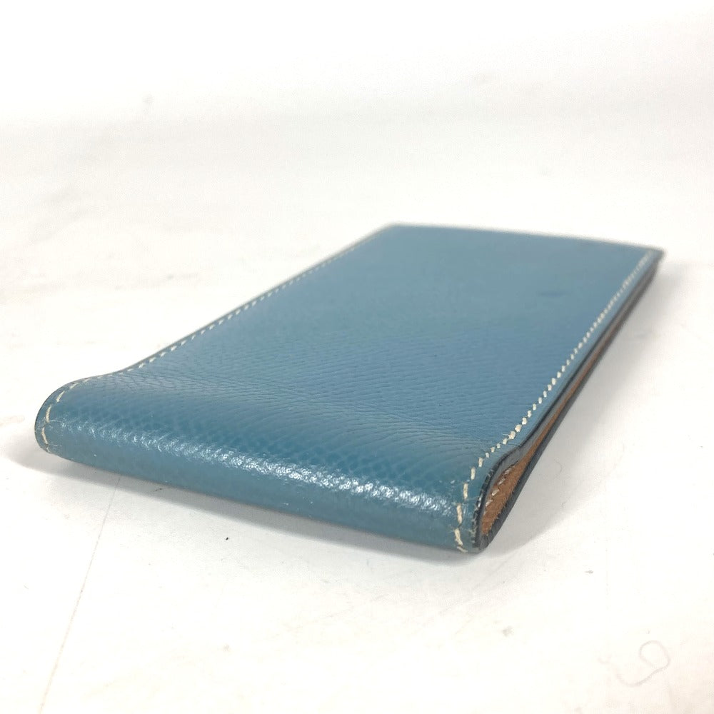 HERMES Notebook cover leather blue Vertical memo pad
