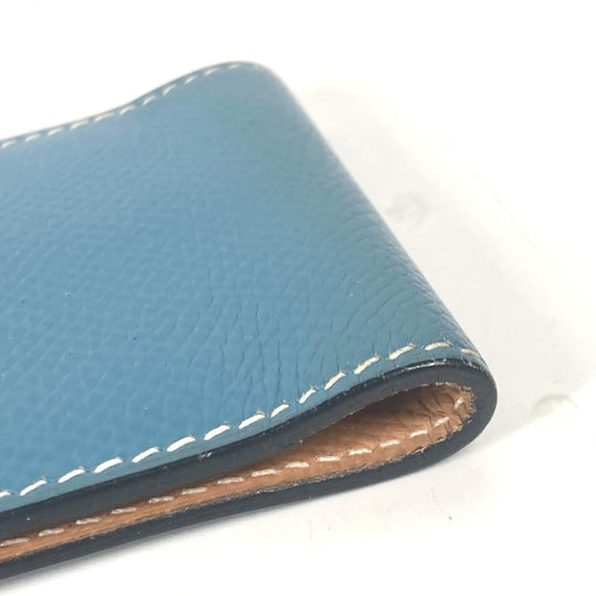 HERMES Notebook cover leather blue Vertical memo pad
