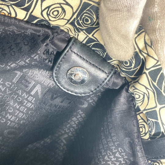 CHANEL Shoulder Bag Leather / canvas black By color Camelia Women Used Authentic