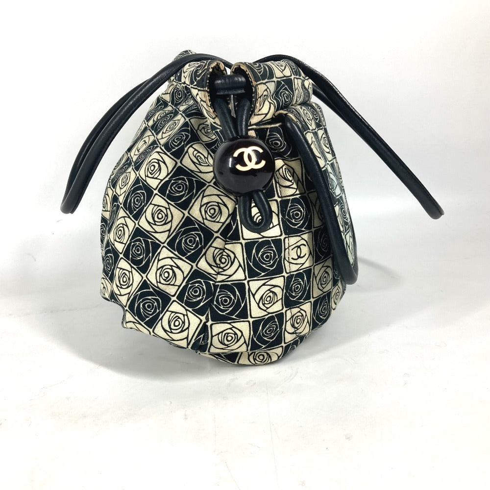 CHANEL Shoulder Bag Leather / canvas black By color Camelia Women Used Authentic