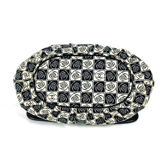 CHANEL Shoulder Bag Leather / canvas black By color Camelia Women Used Authentic