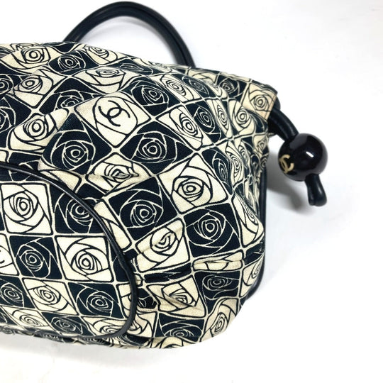 CHANEL Shoulder Bag Leather / canvas black By color Camelia Women Used Authentic