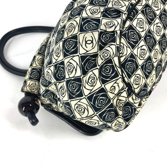 CHANEL Shoulder Bag Leather / canvas black By color Camelia Women Used Authentic