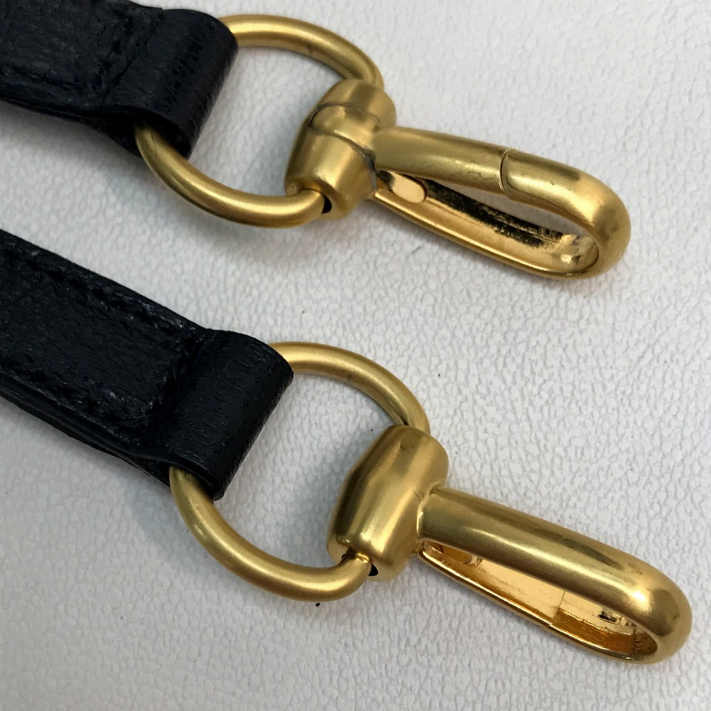 GUCCI Shoulder Bag Suede / leather Black x brown Pochette Bamboo Women Used Authentic