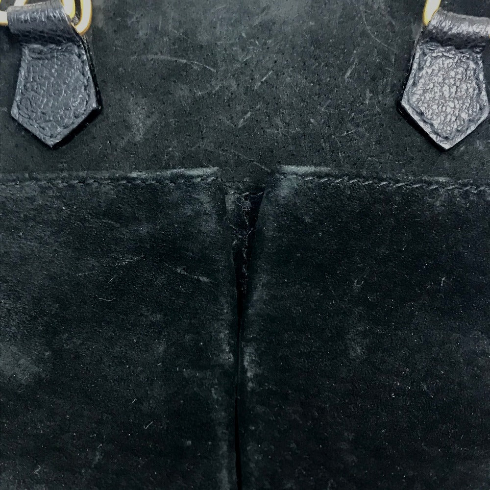 GUCCI Shoulder Bag Suede / leather Black x brown Pochette Bamboo Women Used Authentic