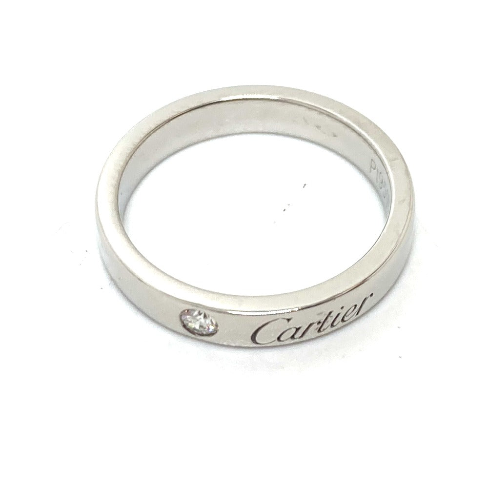 CARTIER Ring Pt950 Silver Engraved 1P Diamond Women 47 Used Authentic