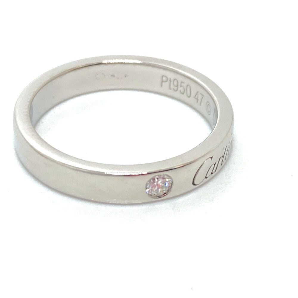 CARTIER Ring Pt950 Silver Engraved 1P Diamond Women 47 Used Authentic