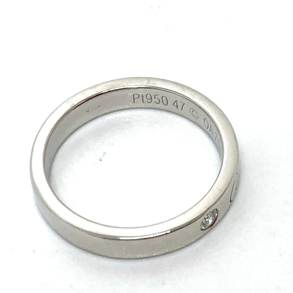 CARTIER Ring Pt950 Silver Engraved 1P Diamond Women 47 Used Authentic