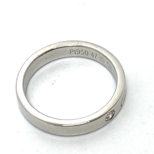 CARTIER Ring Pt950 Silver Engraved 1P Diamond Women 47 Used Authentic