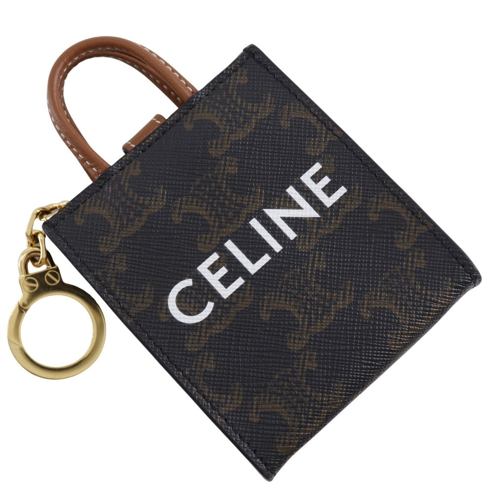 CELINE charm PVC Brown Triomphe canvas Bag charm Microbar Tikal Hippo unisex(Unisex) Used Authentic