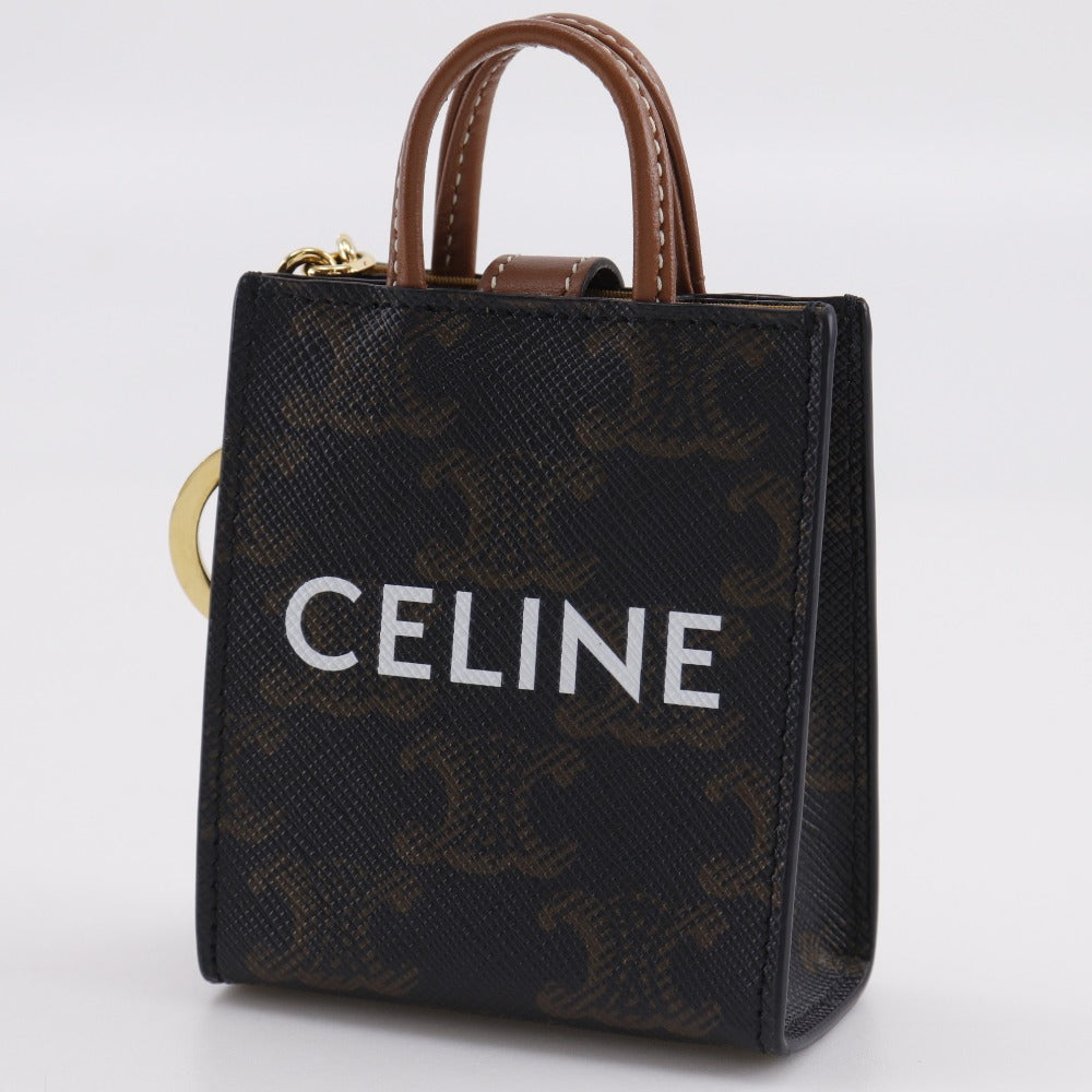 CELINE charm PVC Brown Triomphe canvas Bag charm Microbar Tikal Hippo unisex(Unisex) Used Authentic