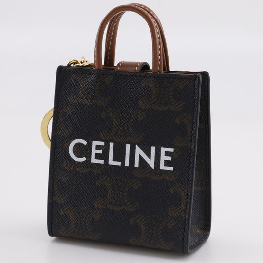 CELINE charm PVC Brown Triomphe canvas Bag charm Microbar Tikal Hippo unisex(Unisex) Used Authentic