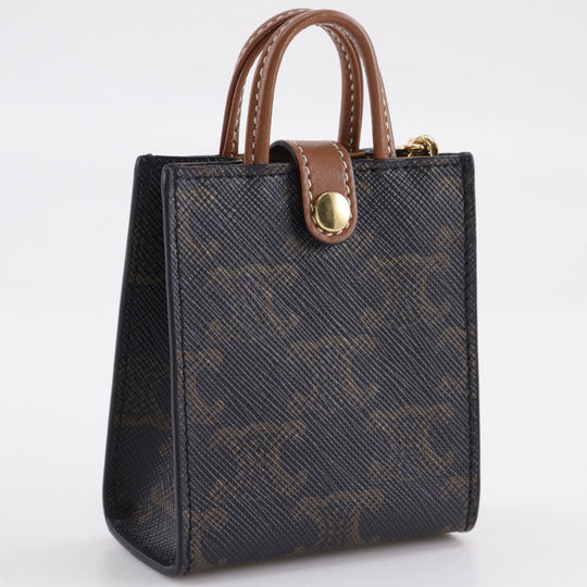 CELINE charm PVC Brown Triomphe canvas Bag charm Microbar Tikal Hippo unisex(Unisex) Used Authentic
