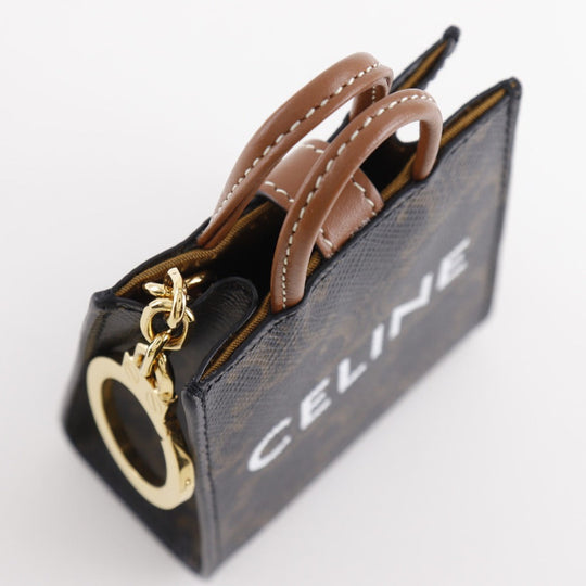 CELINE charm PVC Brown Triomphe canvas Bag charm Microbar Tikal Hippo unisex(Unisex) Used Authentic