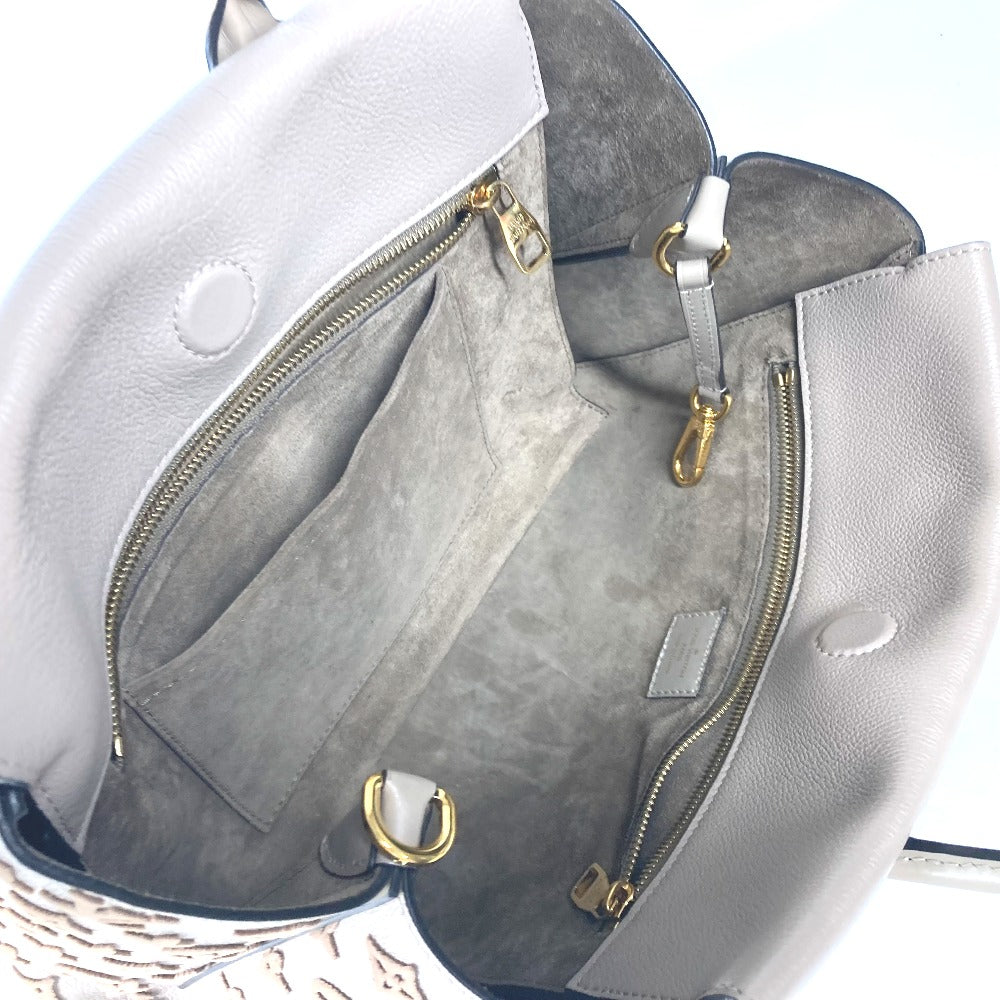 LOUIS VUITTON Tote Bag M94483 leather beige Monogram velours Tote W PM Tuftage Women Used Authentic