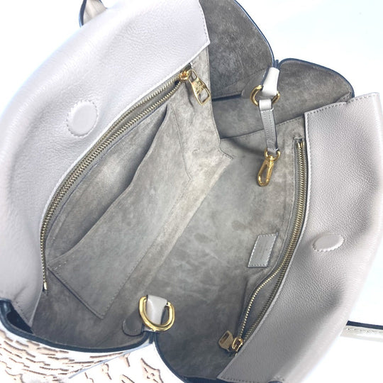 LOUIS VUITTON Tote Bag M94483 leather beige Monogram velours Tote W PM Tuftage Women Used Authentic