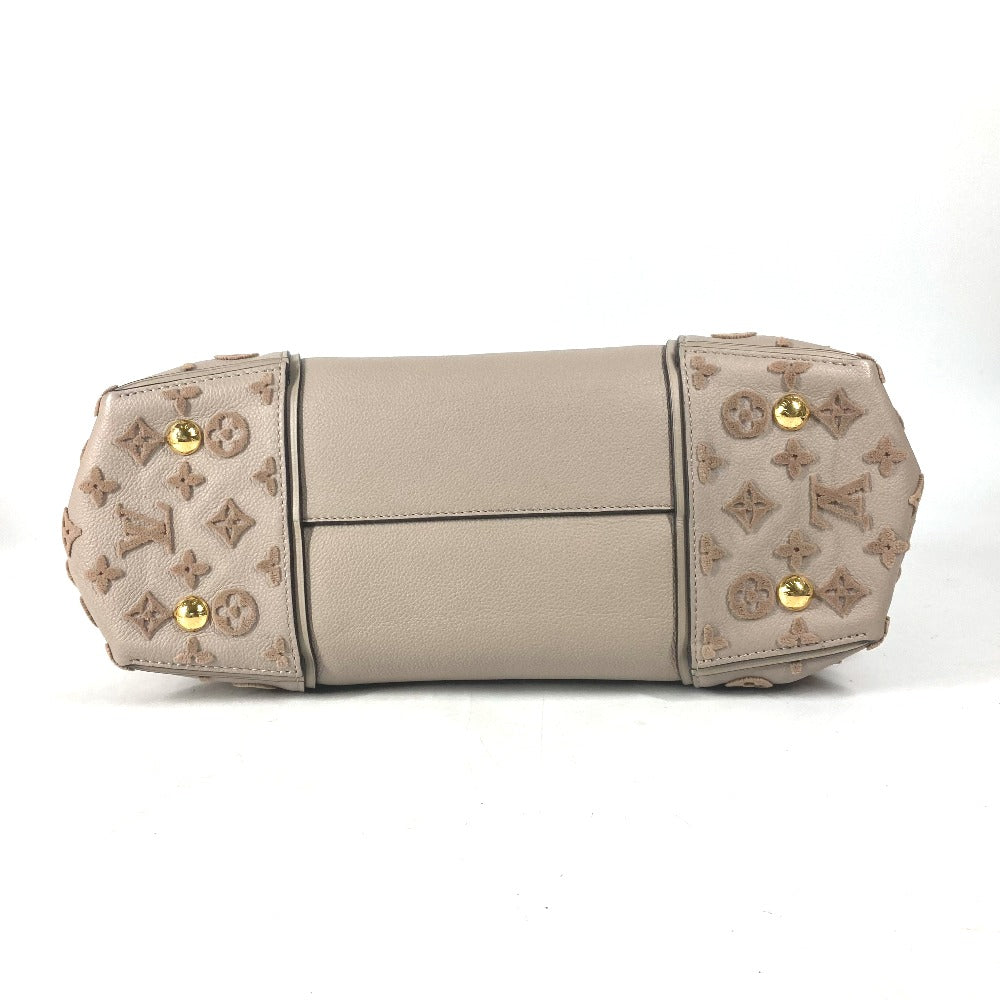 LOUIS VUITTON Tote Bag M94483 leather beige Monogram velours Tote W PM Tuftage Women Used Authentic