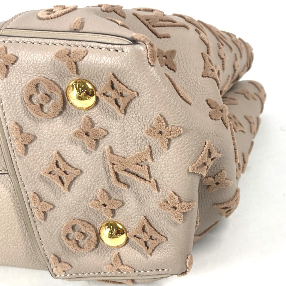 LOUIS VUITTON Tote Bag M94483 leather beige Monogram velours Tote W PM Tuftage Women Used Authentic