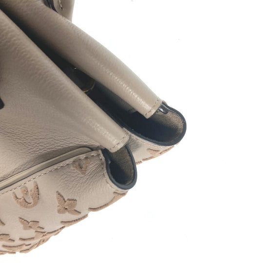 LOUIS VUITTON Tote Bag M94483 leather beige Monogram velours Tote W PM Tuftage Women Used Authentic