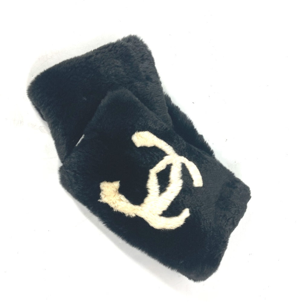 CHANEL Scarf , Lapin black Big Coco CC COCO Mark Women Used Authentic