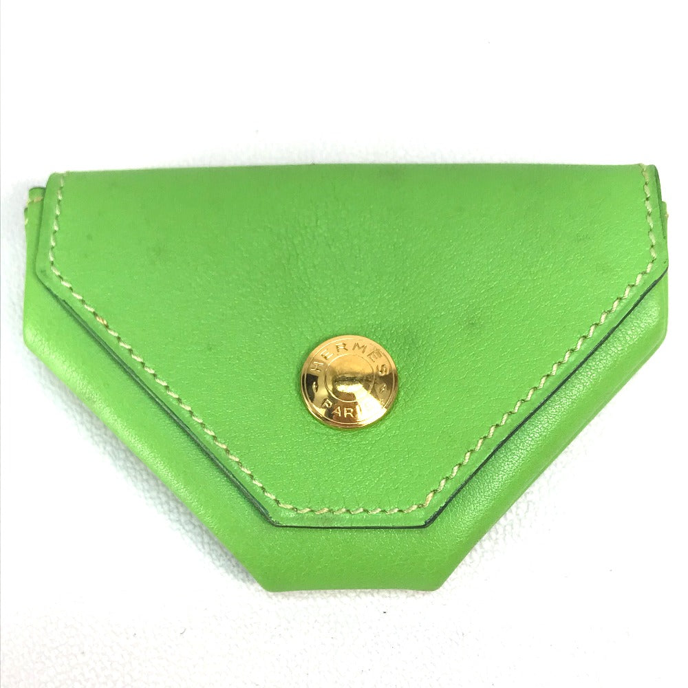 HERMES Coin case Vaux Swift Light green Le van Cator unisex(Unisex) Used Authentic