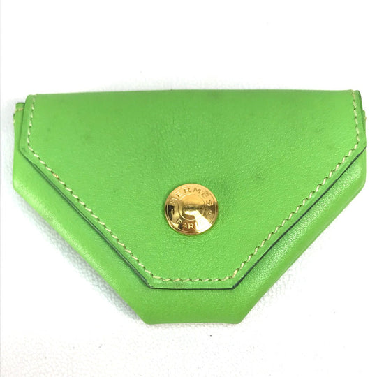HERMES Coin case Vaux Swift Light green Le van Cator unisex(Unisex) Used Authentic