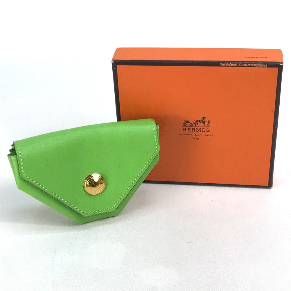 HERMES Coin case Vaux Swift Light green Le van Cator unisex(Unisex) Used Authentic
