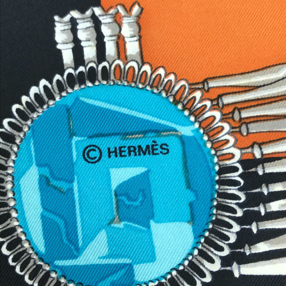 HERMES scarf silk Black / multicolor Carre90 Women Used Authentic