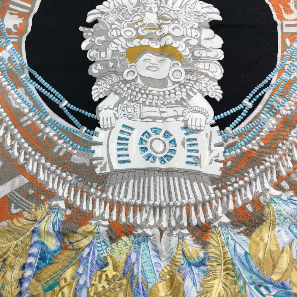 HERMES scarf silk Black / multicolor Carre90 Women Used Authentic