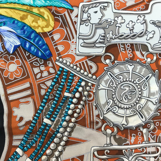HERMES scarf silk Black / multicolor Carre90 Women Used Authentic