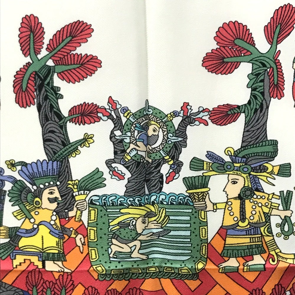 HERMES scarf silk Blue x red x white Carre90 ASTRES et SOLEILS Celestial bodies and the sun Women Used Authentic