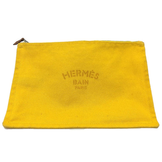 HERMES Pouch canvas yellow New Yachting Pouch GM Women Used Authentic