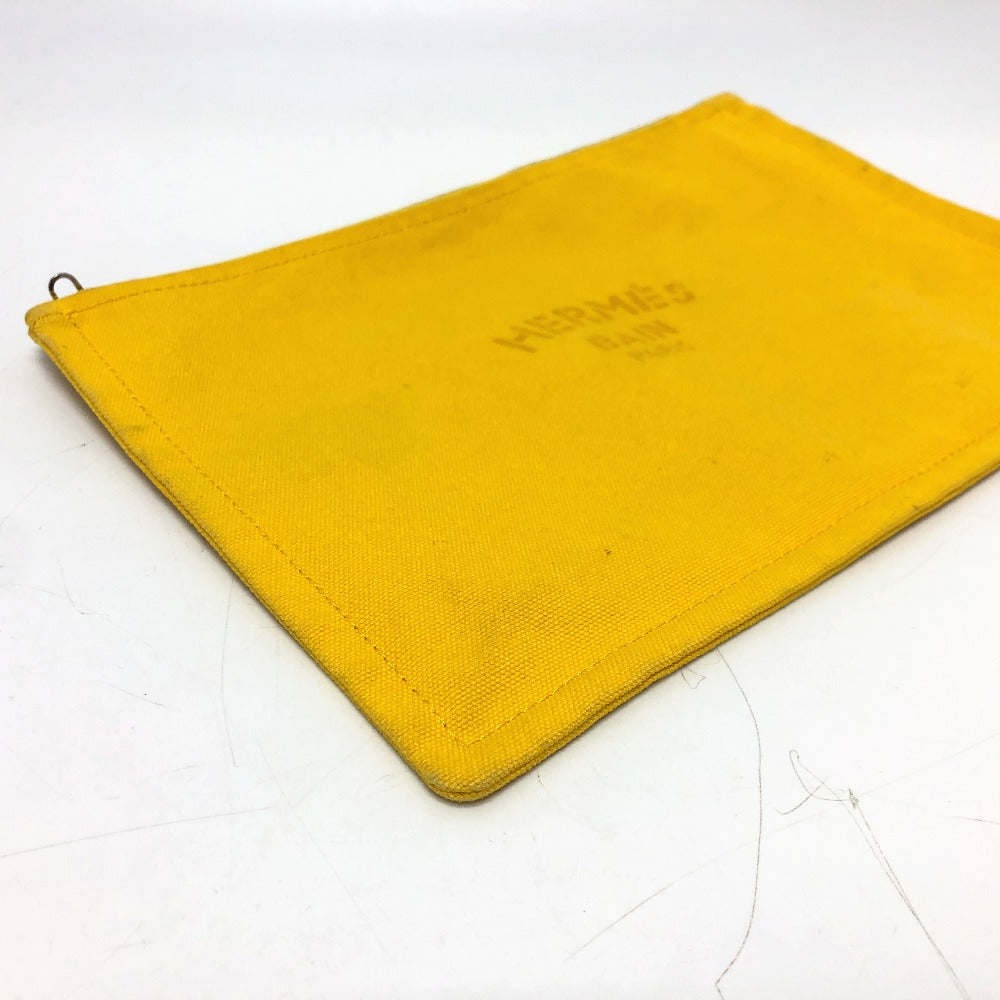 HERMES Pouch canvas yellow New Yachting Pouch GM Women Used Authentic
