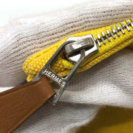 HERMES Pouch canvas yellow New Yachting Pouch GM Women Used Authentic