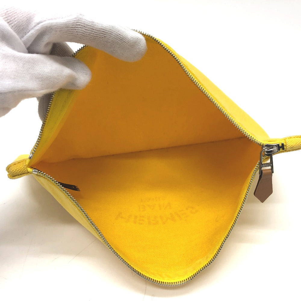 HERMES Pouch canvas yellow New Yachting Pouch GM Women Used Authentic