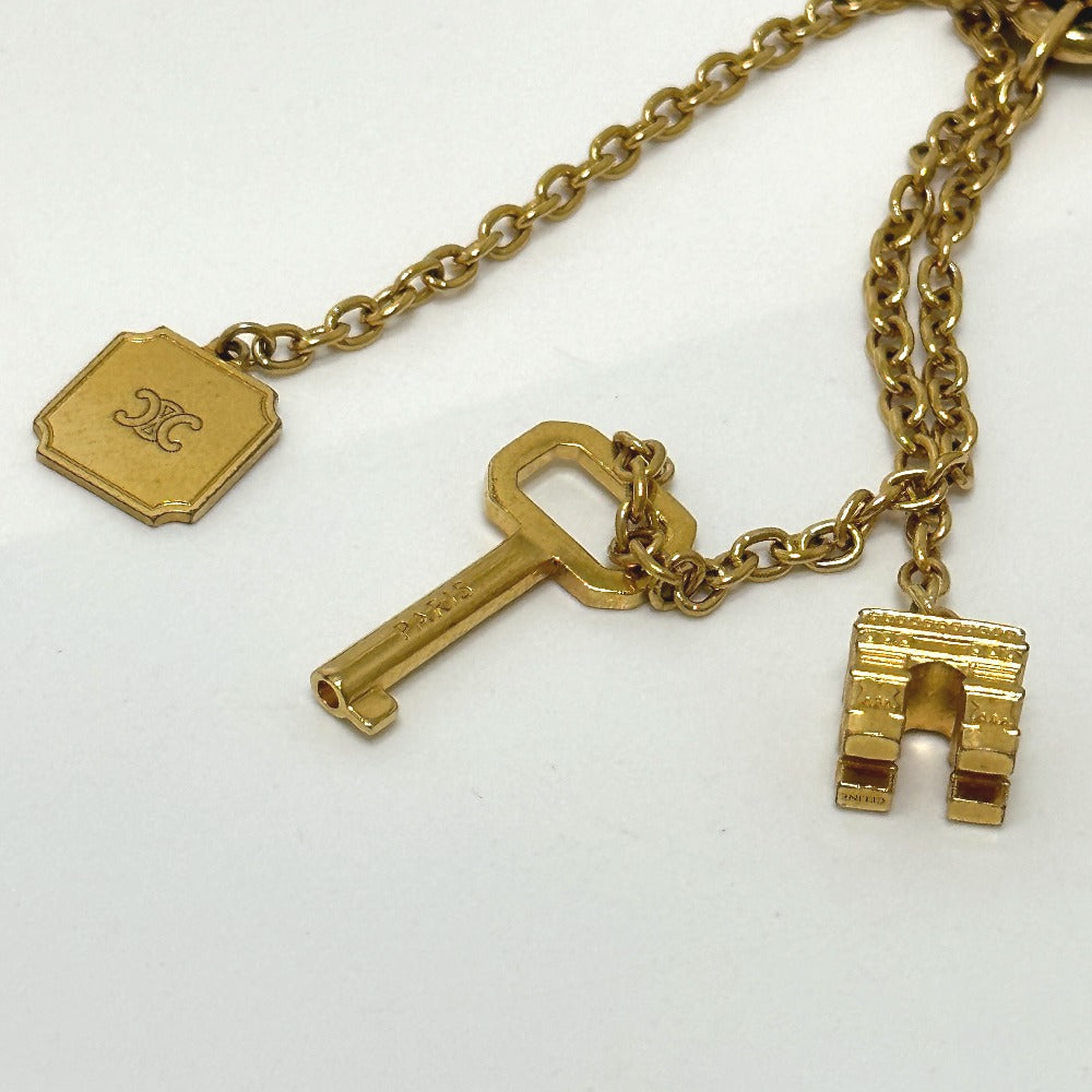 CELINE key ring Gold Plated gold Handcuff motif Triomphe Women Used Authentic