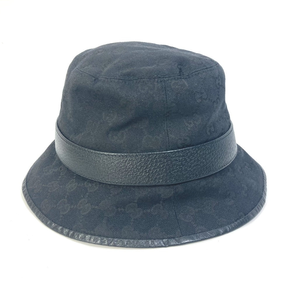 GUCCI hat 576587 GG canvas black GG Bucket hat mens M Used Authentic