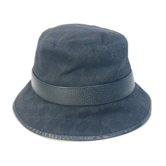 GUCCI hat 576587 GG canvas black GG Bucket hat mens M Used Authentic
