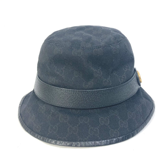 GUCCI hat 576587 GG canvas black GG Bucket hat mens M Used Authentic