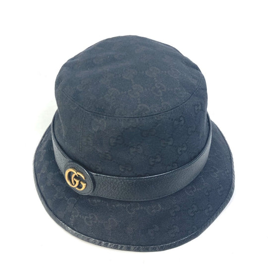 GUCCI hat 576587 GG canvas black GG Bucket hat mens M Used Authentic